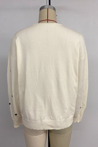 Tie-Front Heart Pattern Cardigan