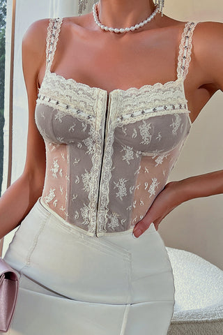 Lace Overlay Corset Tank Top
