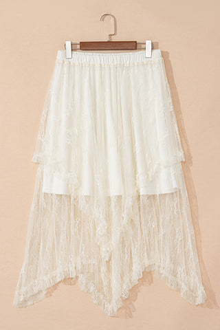 Asymmetric Mesh Midi Skirt