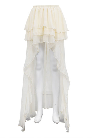 Layered Ruffle Asymmetric High-Low Skirt