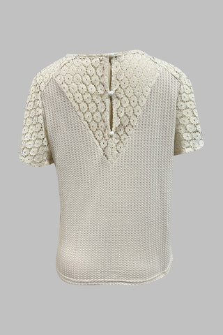 Lace Sleeve Knit T-Shirt