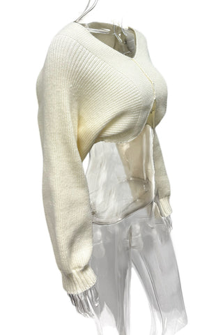 Cropped V-Neck Sweater