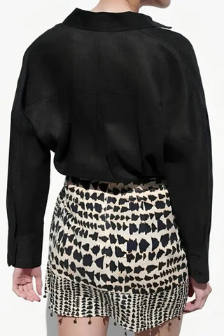 Tie-Waist Patterned Casual Skirt