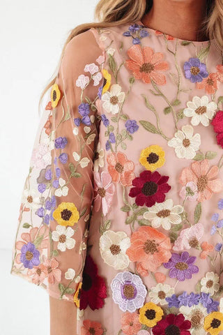 Floral Embroidered Casual Dress