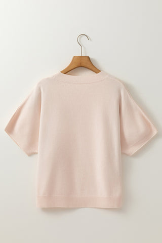 Embellished Sweater with Bow and Pearl Accents