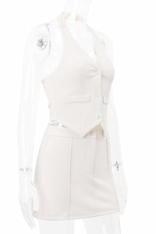 Chic Halter Vest and Skirt Set