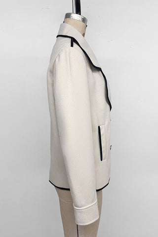 Double-Breasted Ruffle Collar Jacket