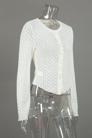 Button-Front Lace Blouse