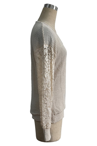 Elegant Lace Sleeve Knit Top