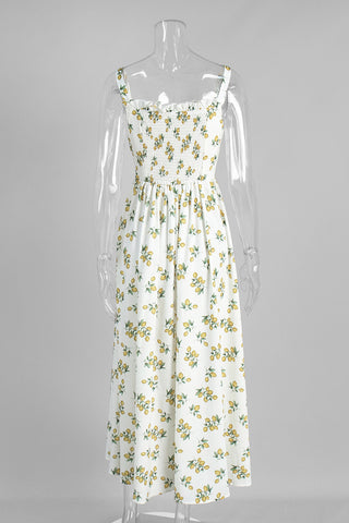 Strawberry Print Smocked Maxi Dress