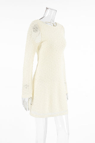 Textured Long Sleeve Mini Dress