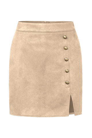 Button-Detail Mini Skirt