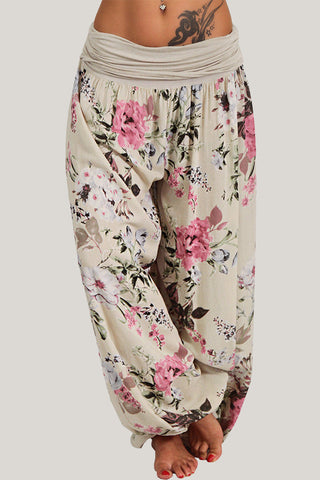 Floral Wide-Leg Casual Pants
