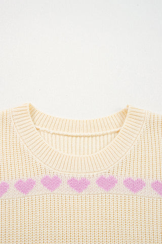 Heart Pattern Knit Sweater