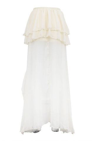 Layered Ruffle Asymmetric High-Low Skirt