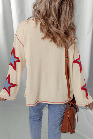 Star Patch Casual Knit Top