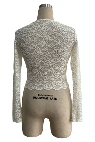 Lace Long-Sleeve Crop Top