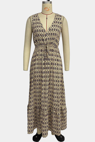 Patterned Sleeveless Maxi Dress