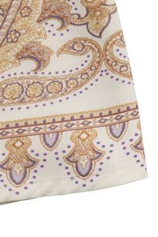 Belted Paisley Print Casual Dress