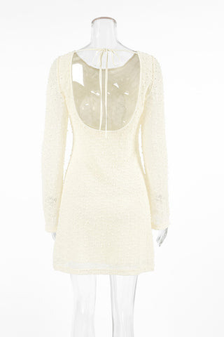 Textured Long Sleeve Mini Dress