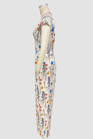 Floral-Print V-Neck Jumpsuit