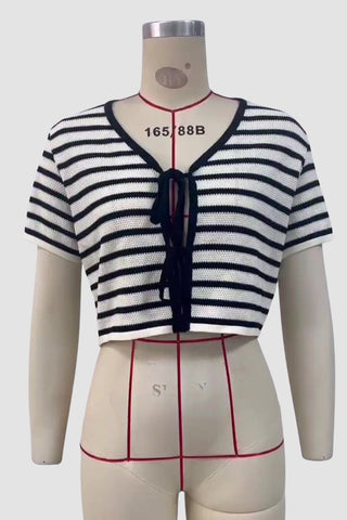 Striped Tie-Front Blouse