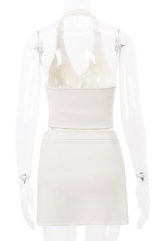 Chic Halter Vest and Skirt Set