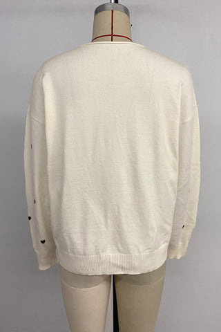 Heart-Patterned Tie-Front Cardigan