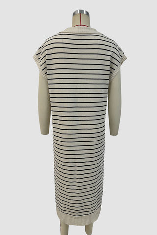 Striped V-Neck Casual Dress