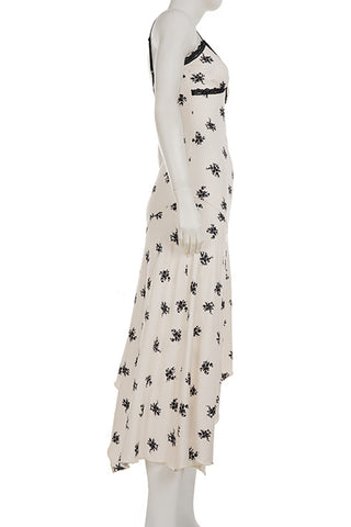 Floral Asymmetrical Hem Casual Dress