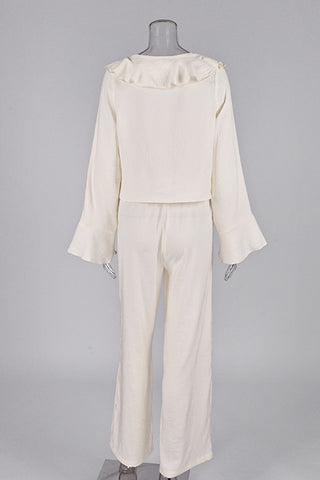 Ruffled Tie-Front Pants Set
