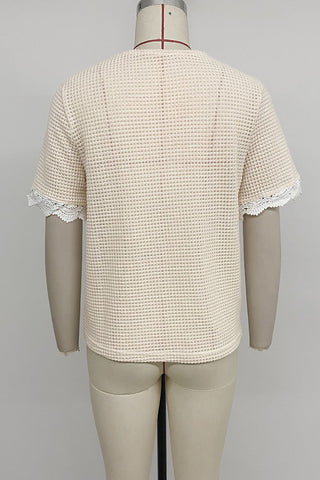 Lace-Trim Button T-Shirt
