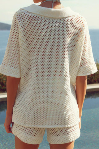 V-Neck Textured Short Set