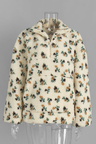 Floral-Print Mock Neck Sweatshirt