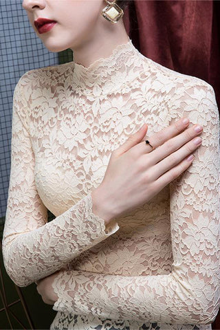Elegant Lace Long-Sleeve Blouse