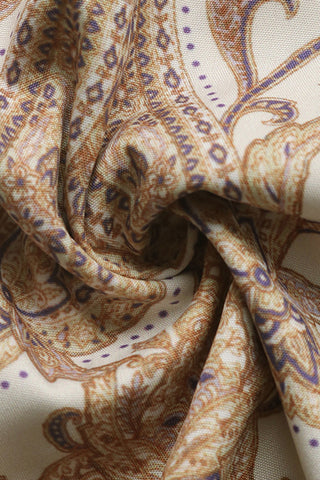 Belted Paisley Print Casual Dress