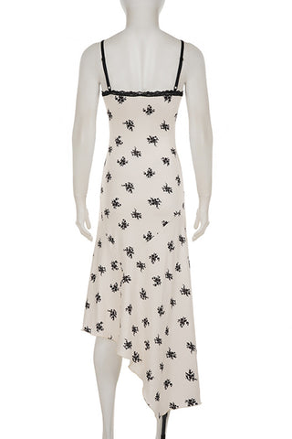 Floral Asymmetrical Hem Casual Dress