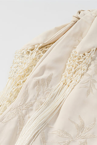 Patterned Fringe Maxi Skirt