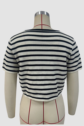 Striped Tie-Front Blouse