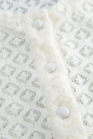 Button-Front Lace Blouse