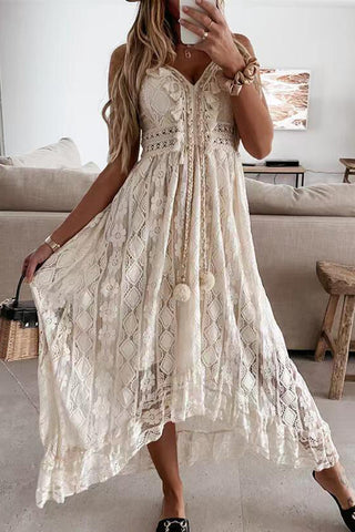 Lace V-Neck Evening Dress