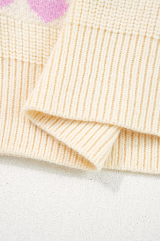 Heart Pattern Knit Sweater