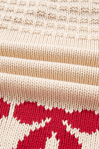 Open-Front Knit Cardigan with Patterned Trim