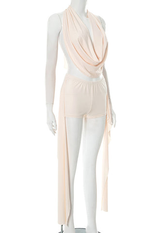 Draped Halter Short Set