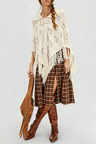 Fringe Knitted Poncho Wrap