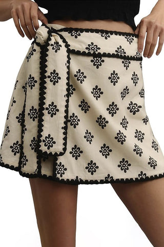 Floral Patterned Wrap Skort
