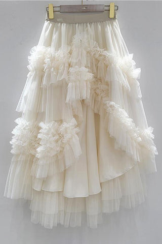 Layered Ruffle Midi Skirt