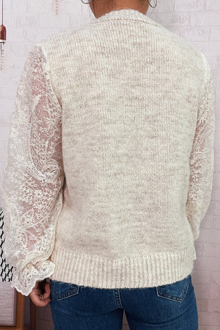 Lace-Sleeve Embellished Cardigan