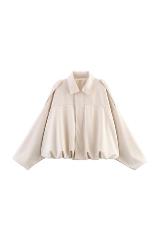 Oversized Zip-Up Jacket with Shoulder Tabs