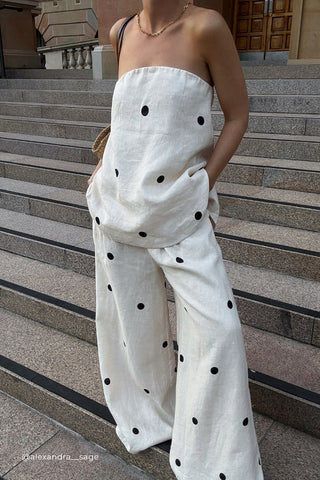 Strapless Polka Dot Pants Set
